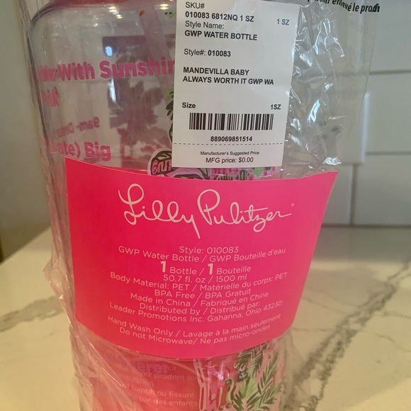 Lilly Pulitzer GWP Water Bottle in Mandevilla Baby Always Worth It- NEW - Picture 6 of 16